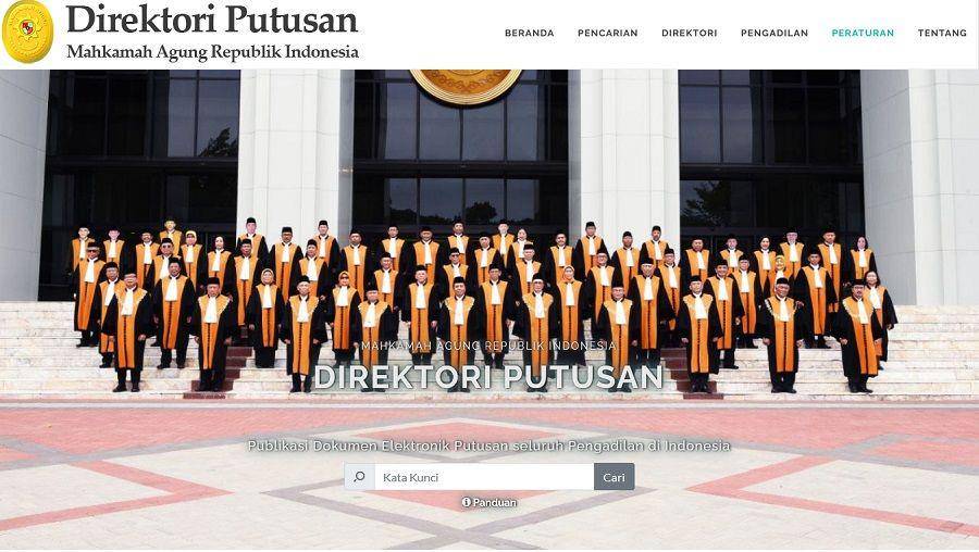 Foto ilustrasi tangkapan layar dari situs putusan Mahkamah Agung (putusan3.mahkamahagung.go.id)