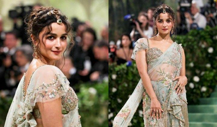 7 Potret Stunning Alia Bhatt Hadiri Met Gala 2024, Memakai Sari!