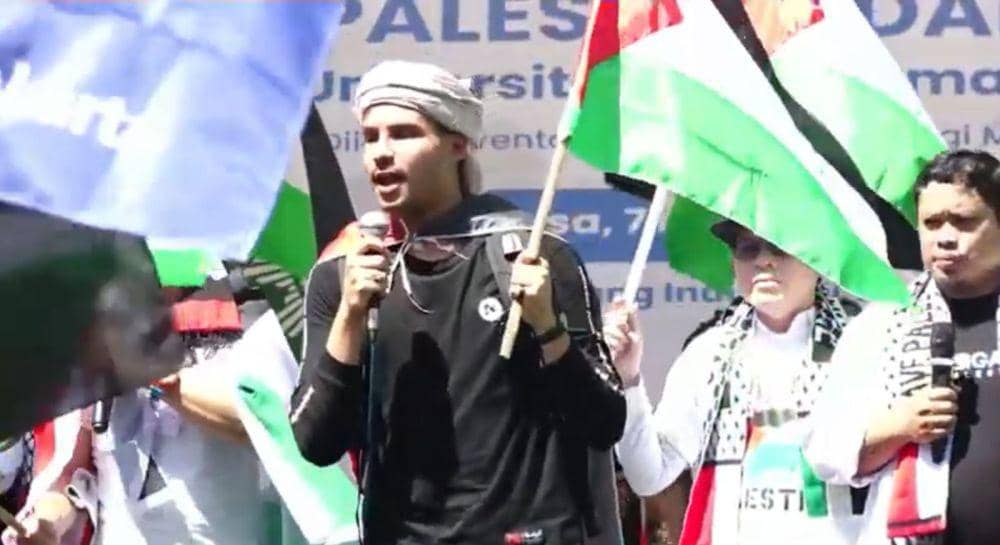 Mahasiswa UMS asal Palestina ikut suarakan aksi. (Dok/UMS)