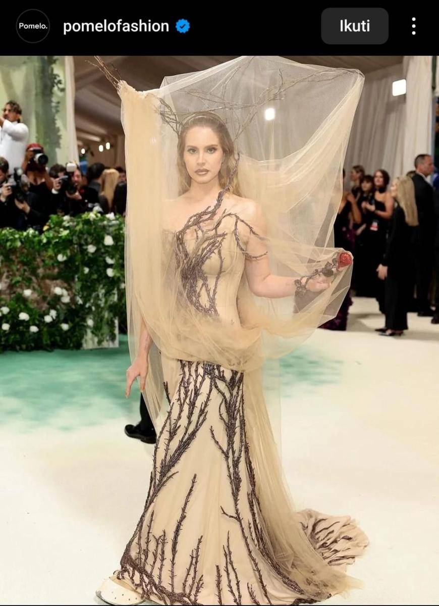 Lana del Rey memakai gaun rancangan Sean McGirr dari Alexander McQueen (instagram.com/pomelofashion)