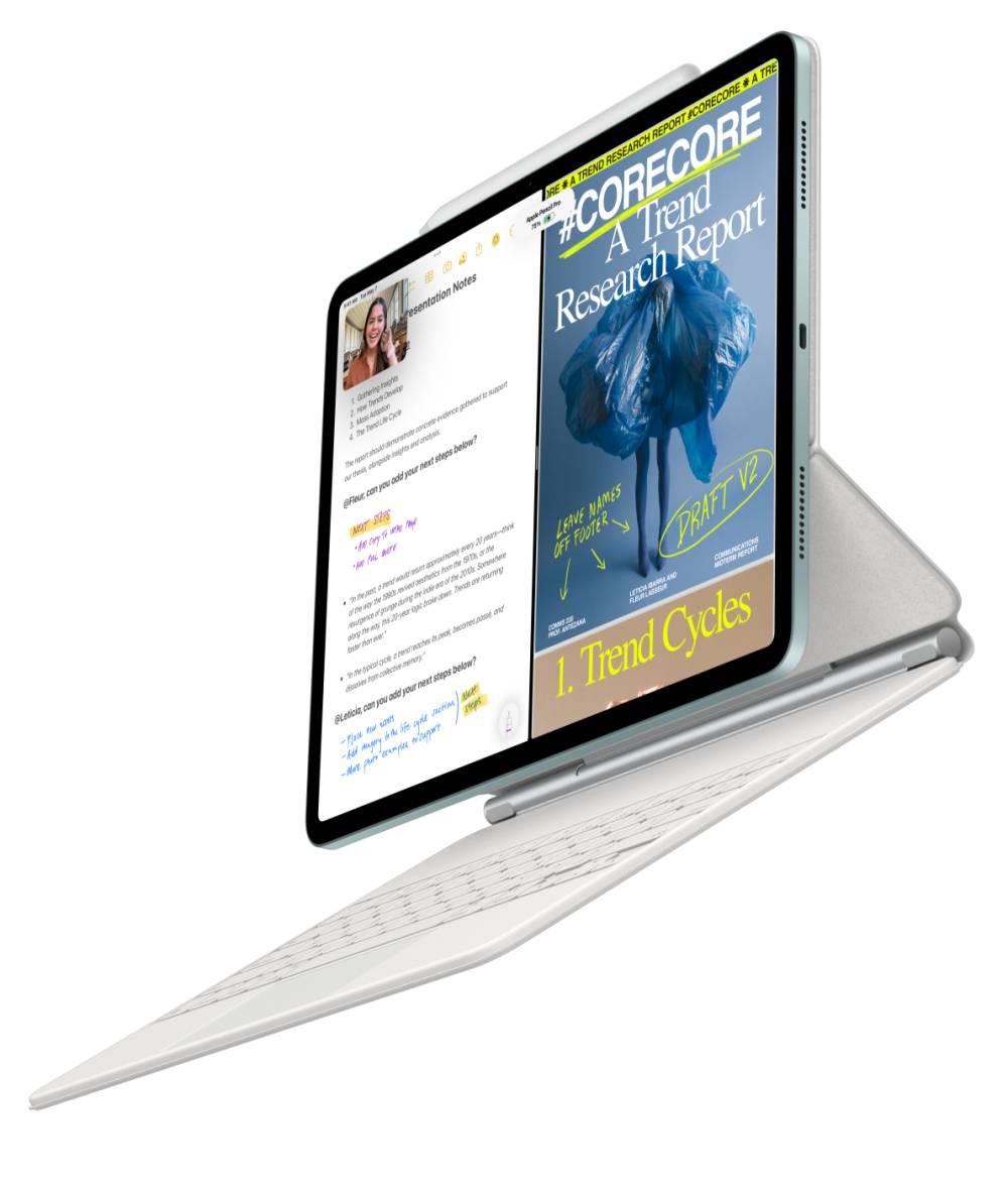Apple iPad Air 2024 dengan aksesori Magic Keyboard dan Pencil Pro (apple.com)
