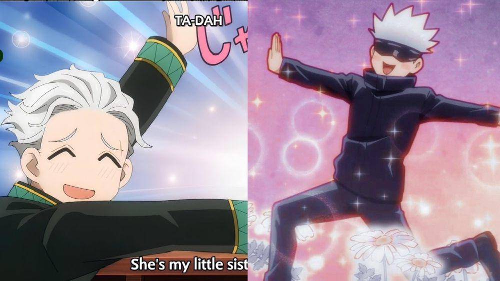 Hajime Umemiya dan Satoru Gojo punya sifat cheerful dan suka bercanda. (dok. Cloverworks/Wind Breaker | dok. MAPPA/Jujutsu Kaisen)