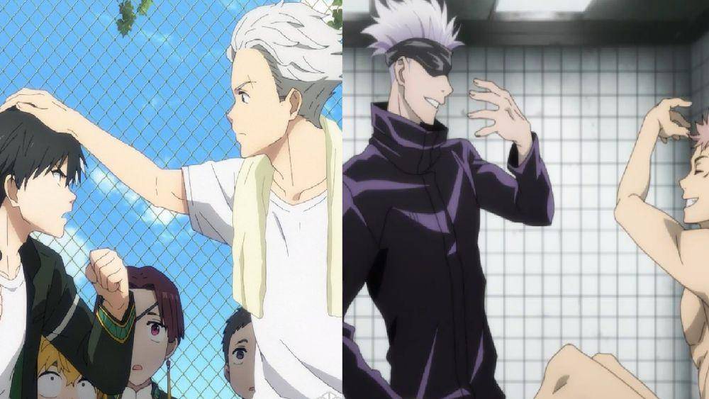 Kedua karakter, Gojo dan Umemiya, jago dalam menjadi mentor. (dok. Cloverworks/Wind Breaker | dok. MAPPA/Jujutsu Kaisen)
