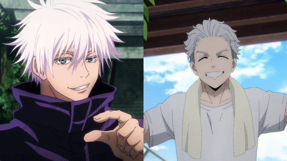 Satoru Gojo dan Hajime Umemiya punya kemiripan wajah. (dok. MAPPA/Jujutsu Kaisen/dok. Cloverworks/Wind Breaker)