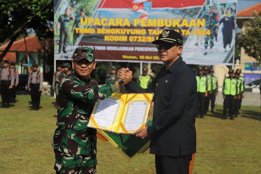 Program Tentara Manunggal Membangun Desa (TMMD) Sengkuyung Tahap II TA 2024 Kabupaten Sleman kembali dibuka pada Rabu (8/5/2024). (Dok. Istimewa)