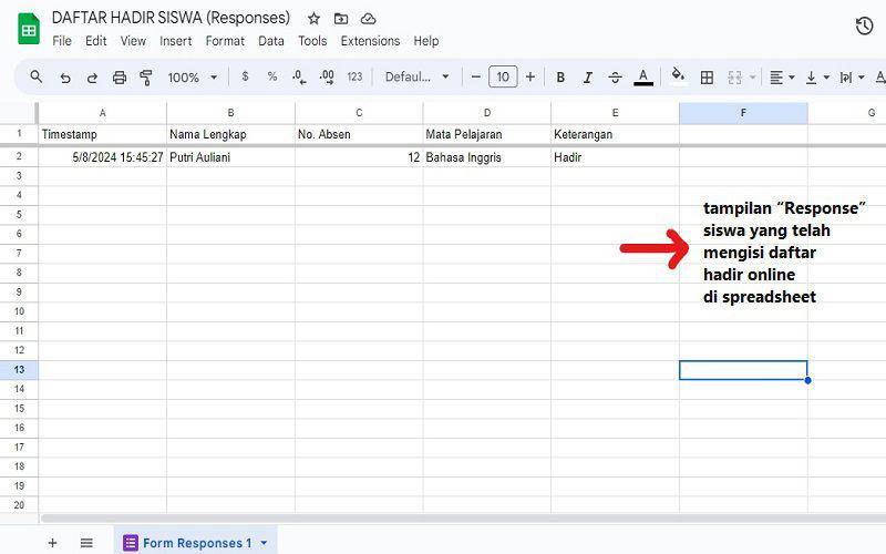Panduan membuat absensi online di Google Forms (dok. pribadi/Jubaedah Haryani)