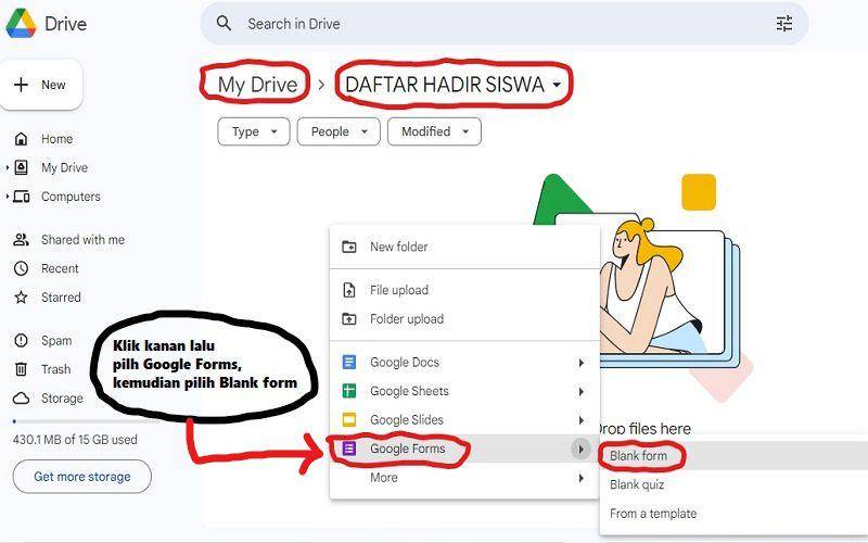 Panduan membuat absensi online di Google Forms (dok. pribadi/Jubaedah Haryani)