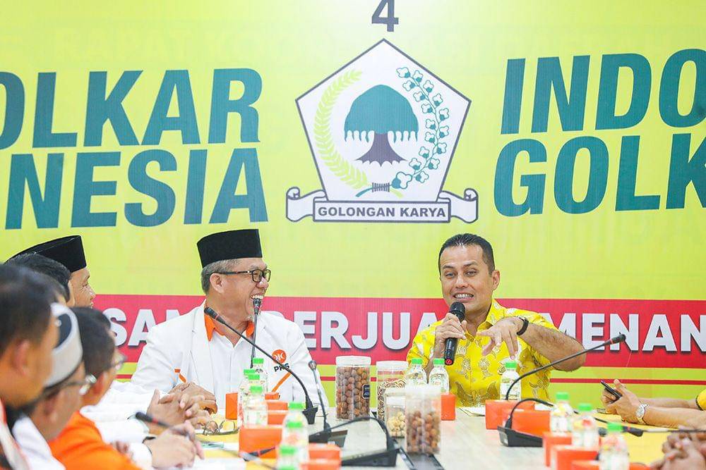 Pengurus DPW PKS Sumut bersilaturahmi ke kantor DPD Partai Golkar Sumut, Selasa (7/5/2024). (Dok. IDN Times)