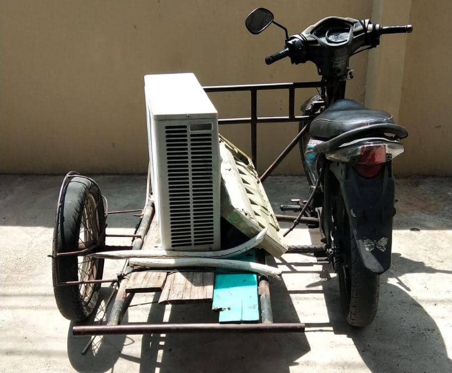 Becak yang digunakan tiga pelaku untuk mencuri pendingin ruangan dan televisi dari hotel terbengkalai di Banda Aceh. (Dokumentasi Humas Polresta Banda Aceh untuk IDN Times)