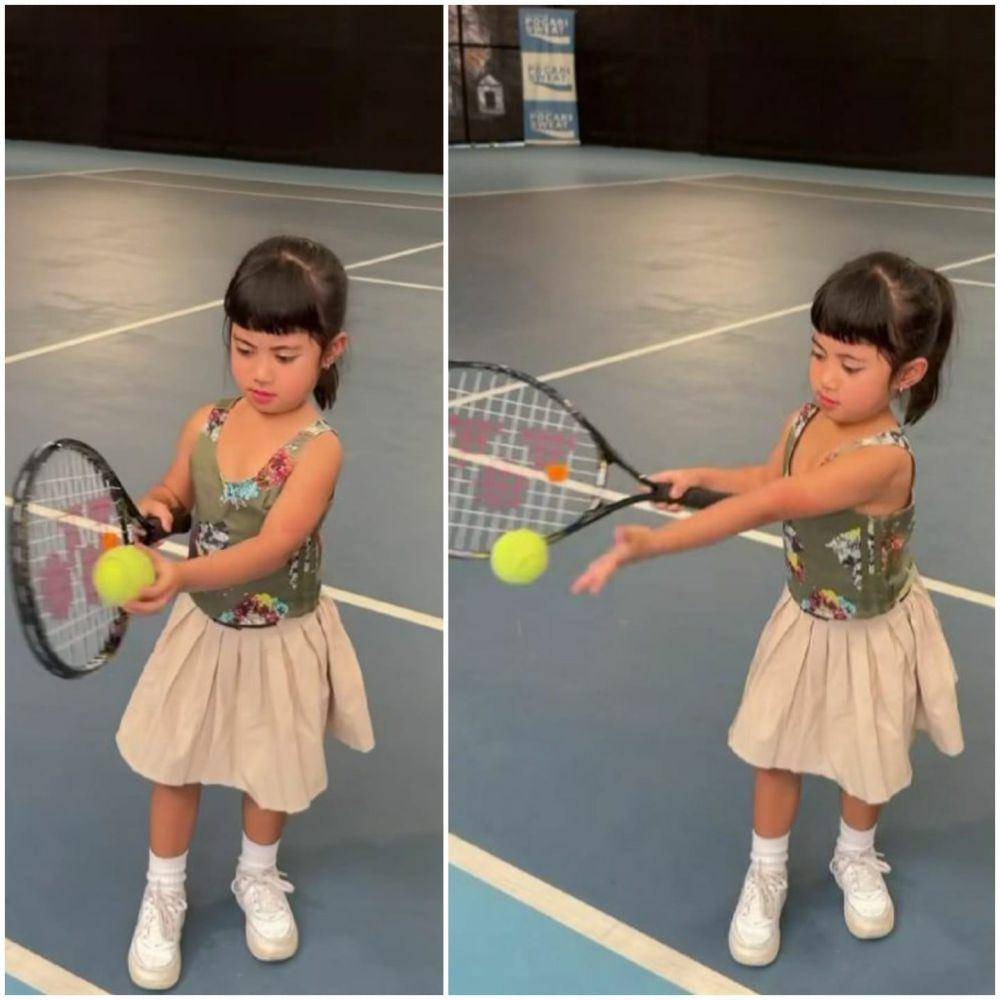 potret Xabiru dan Chava ikut main tenis (instagram.com/rachelvennya)