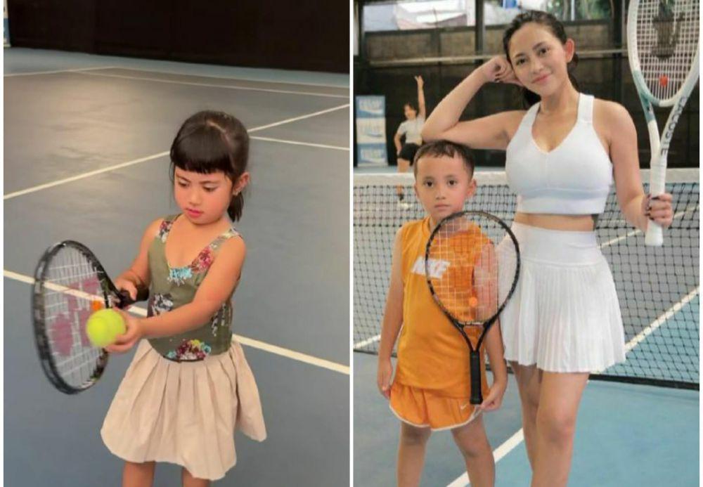 10 Potret Xabiru dan Chava Ikut Main Tenis, Coba Hal Baru Lagi!