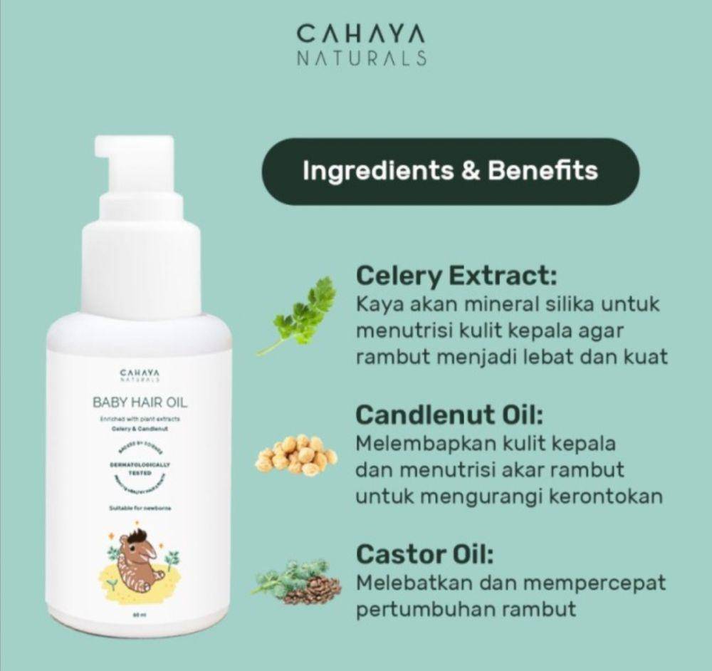 Cahaya Naturals Baby Hair Growth Oil (Celery and Candlenut) (tokopedia.com/kidslandpik)