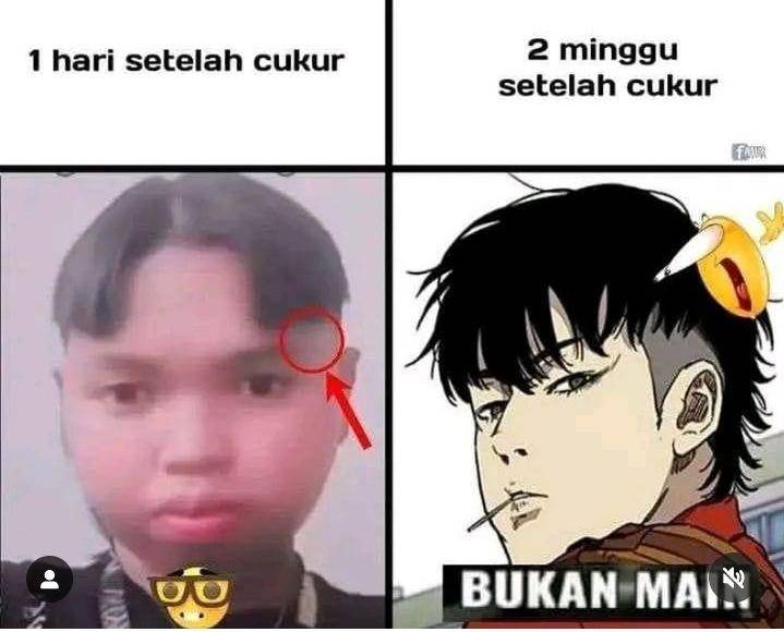 meme potong rambut (instagram.com/klikbanjar)