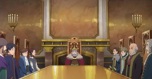 Raja Falmuth mengumumkan dirinya turun tahta ( Dok. 8bit / Tensei shitara Slime Datta Ken )