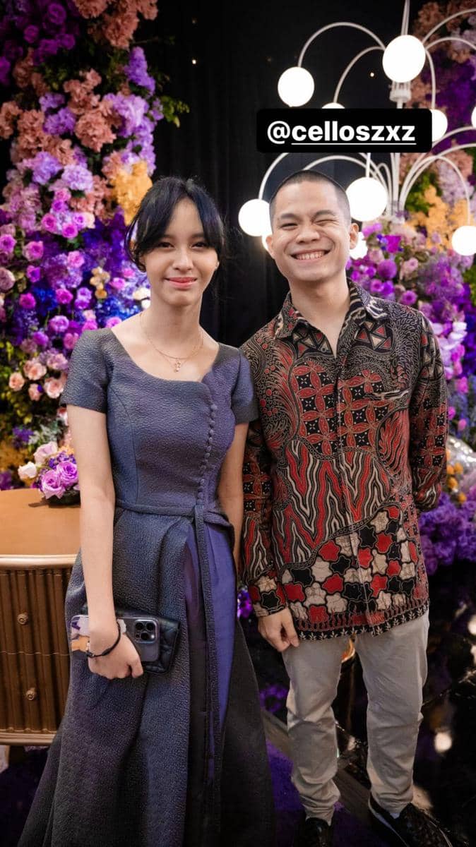 Gaya Tamu Pria di Resepsi Pernikahan Rizky Febian dan Mahalini (Instagram.com/dinda.ghaniaa)