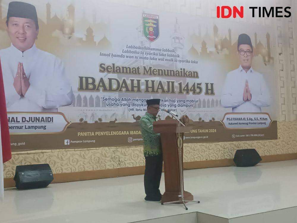 Pelepasan jemah haji Lampung 1445 H/2024 M. (IDN Times/Tama Yudha Wiguna).