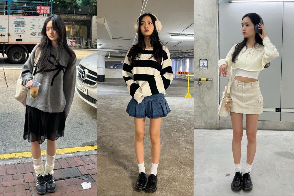 7 Ide Styling Sweater dan Rok Mini ala Saranghoe, Selaras sama Atasan