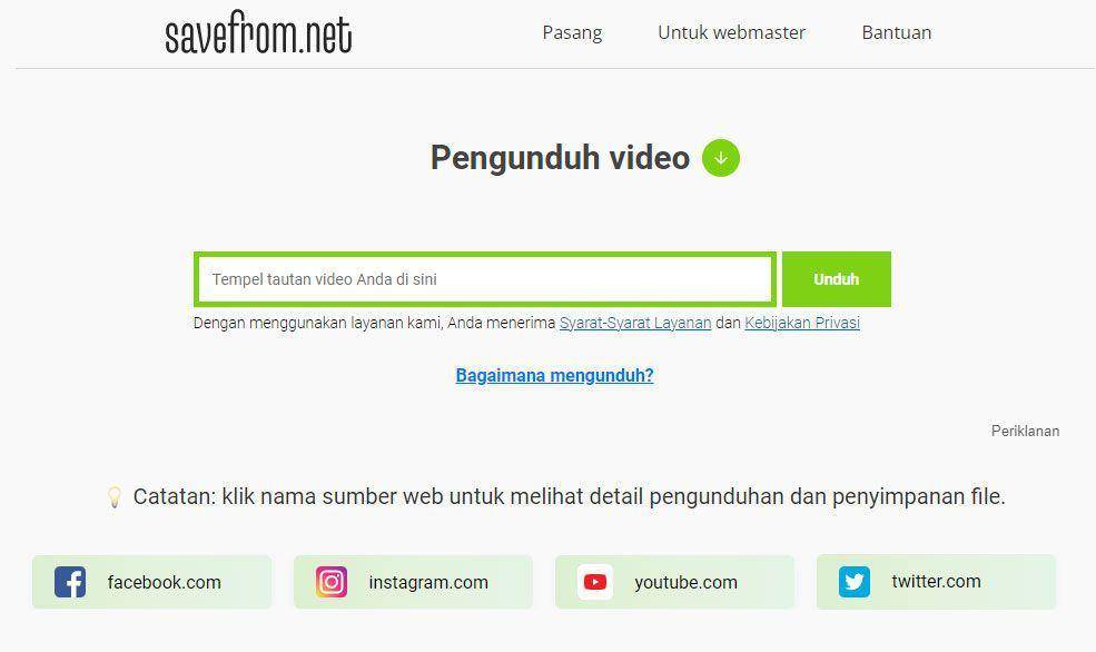 tampilan dari Savefrom.net (tangkapan layar Savefrom.net)