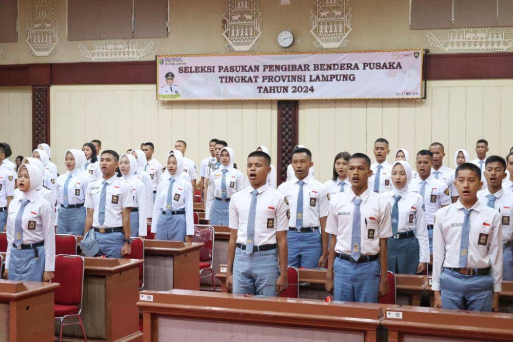 Para peserta seleksi Paskibraka tingkat Provinsi Lampung 2024. (Dok. Pemprov Lampung).