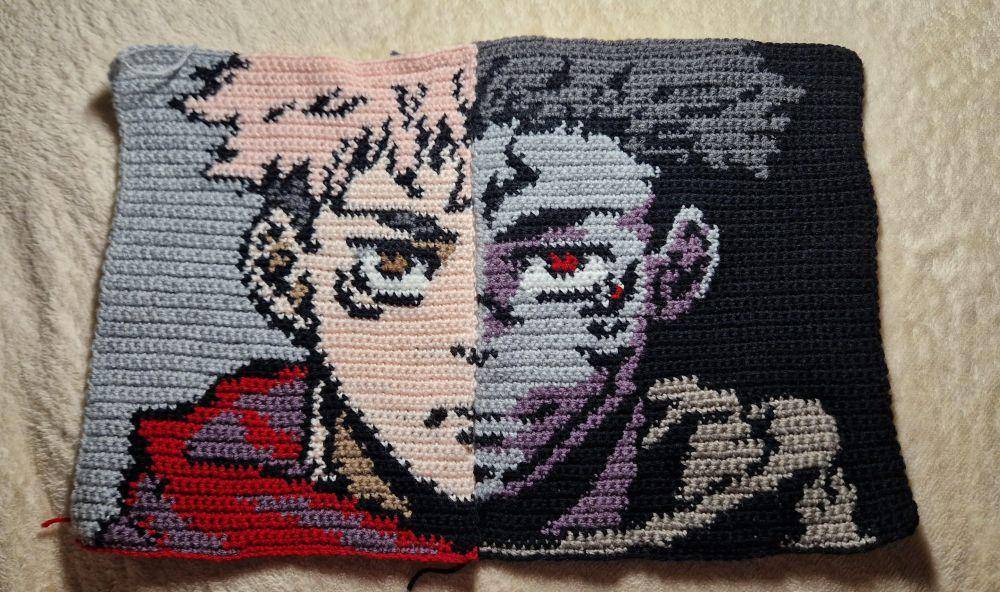 potret rajutan tangan bertema Jujutsu Kaisen (reddit.com/user/MeldoLady)