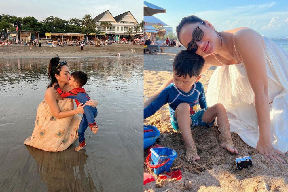 7 Potret Tengku Dewi Putri Babymoon ke Bali, Berdua Saja dengan Anak