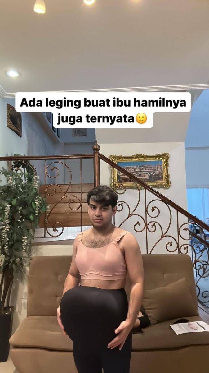 potret kocak Fadil Jaidi kenakan bra dan celana legging khusus ibu hamil (instagram.com/fadiljaidi)
