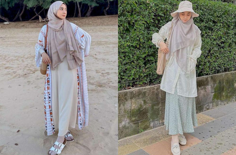 9 OOTD Hijab Liburan ke Bali ala Richa Etika, Cocok buat ke Pantai!