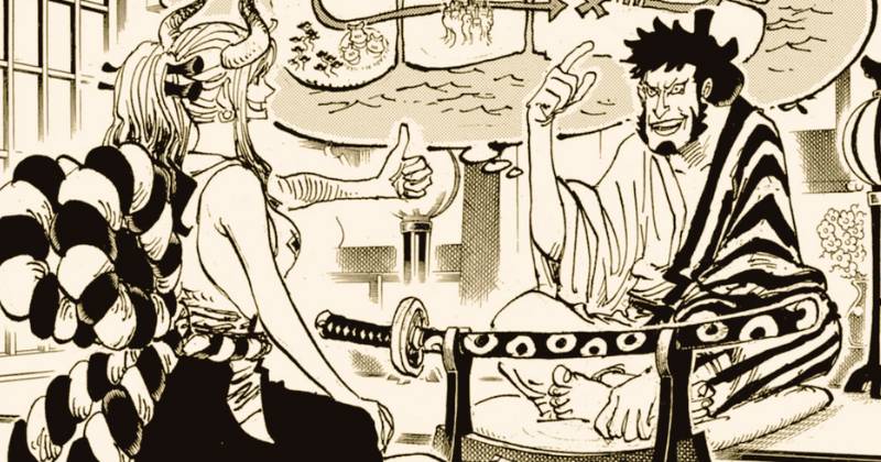 Yamato dan Kin'emon di cerita sampul One Piece 1114. (mangaplus.shueisha.co.jp/One Piece)