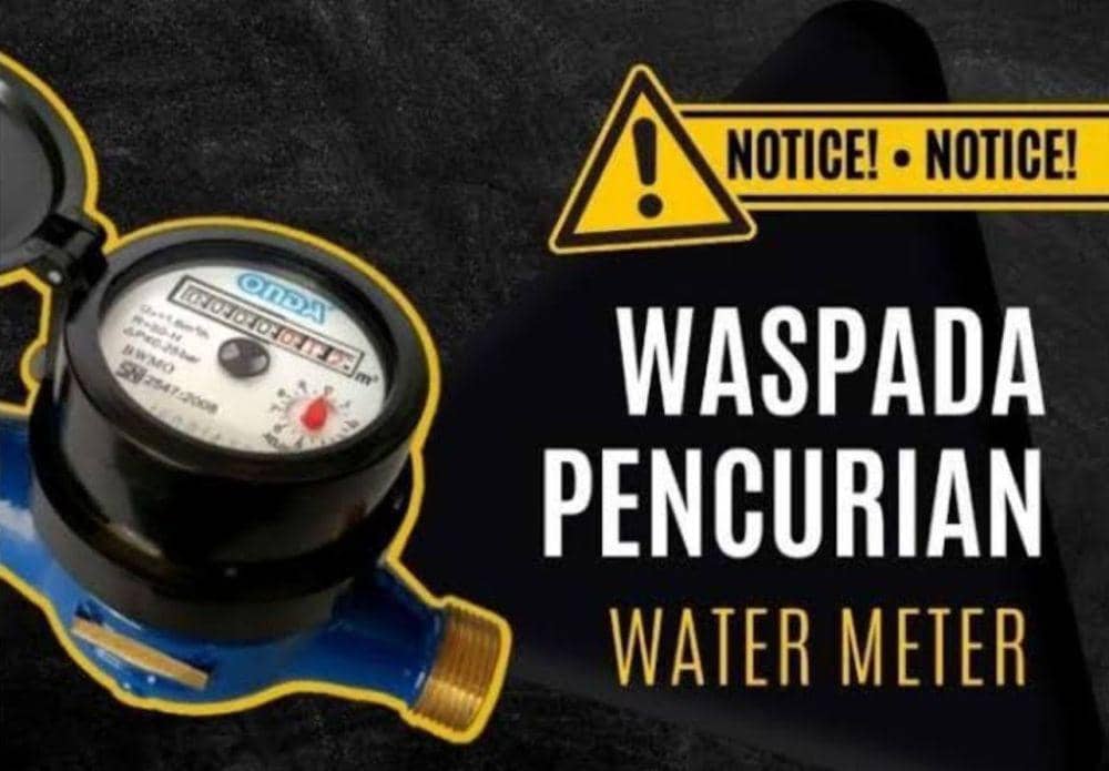 Poster imbauan PAM Bandarmasih, waspada pencurian meteran.