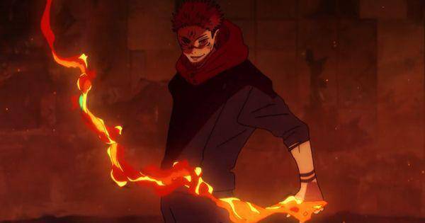 Sukuna mengeluarkan Divine Flame di depan Jogo ( Dok. Mappa / Jujutsu Kaisen 2 )
