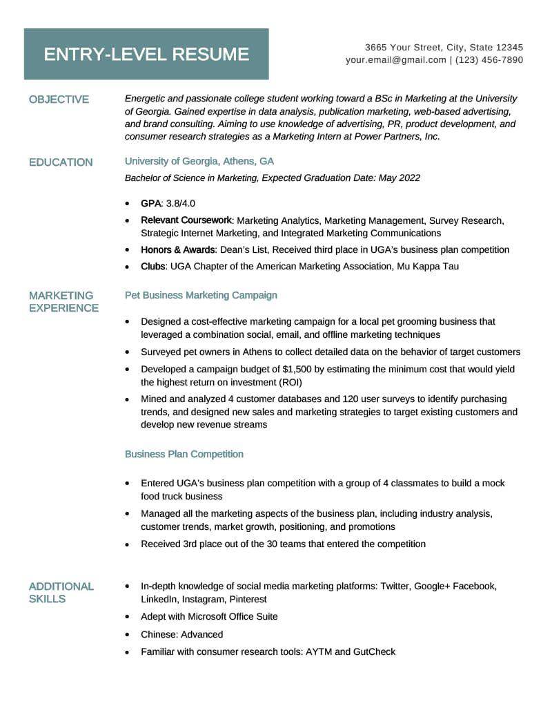 ilustrasi satu halaman CV lengkap (kinobi.tech/cv-fresh-graduate)