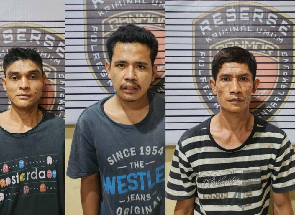 Tampang ketiga pelaku ditangkap personel Polresta Bandar Lampung. (Dok. Polresta Bandar Lampung).