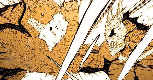 Dua Kaiju humanoid beradu tenaga ( Dok. Shueisha / Kaiju No. 8 )