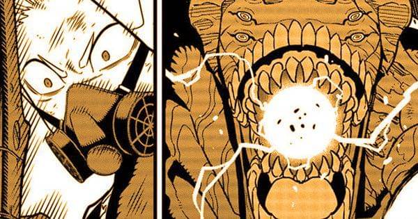 Kaiju No. 9 hendak menembakkan laser energi dari mulut( Dok. Shueisha / Kaiju No. 8 )