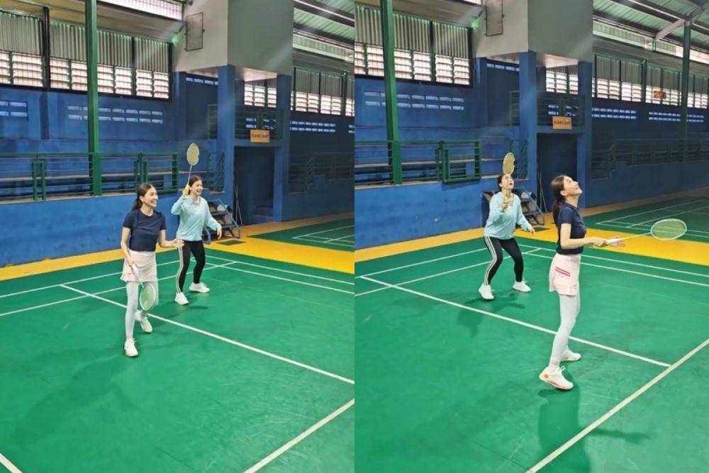 potret Sarwendah saat bermain badminton (insatagram.com/sarwendah29)