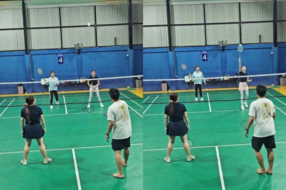 potret Sarwendah saat bermain badminton (insatagram.com/sarwendah29)