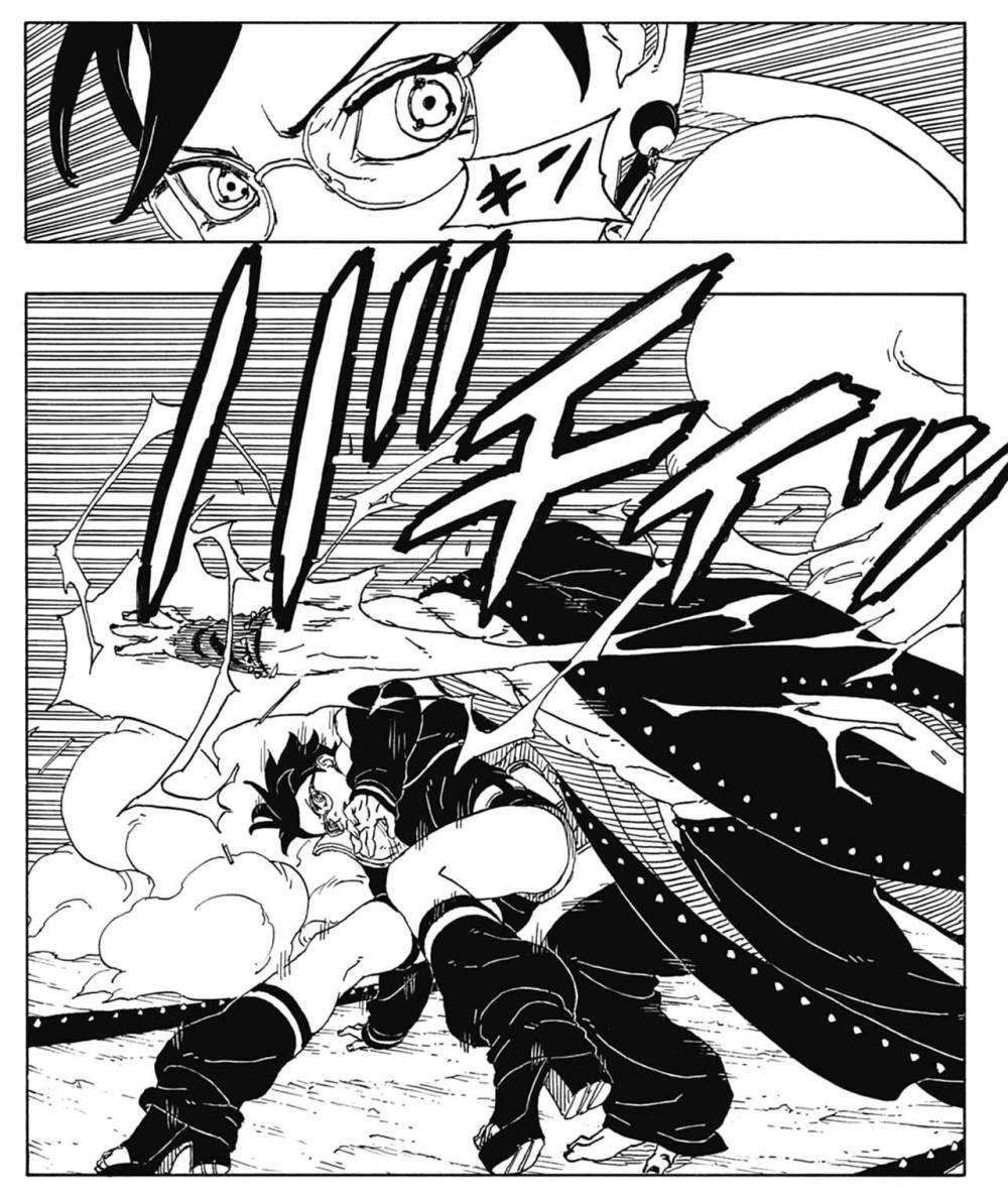 Sarada melawan Hidari. x.com/@boruto_spoilers