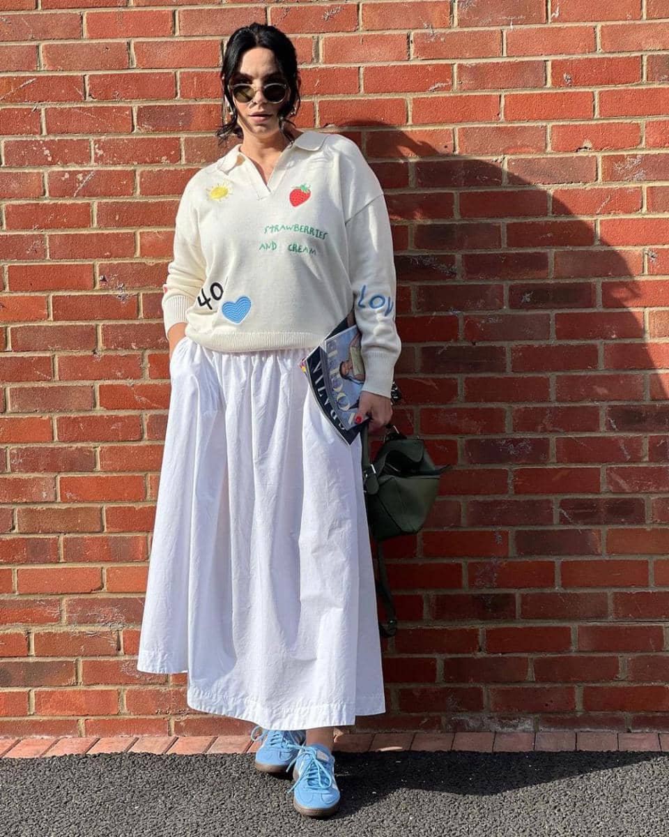 Inspirasi gaya casual long skirt untuk hijabers (Instagram.com/claudia_berresford)