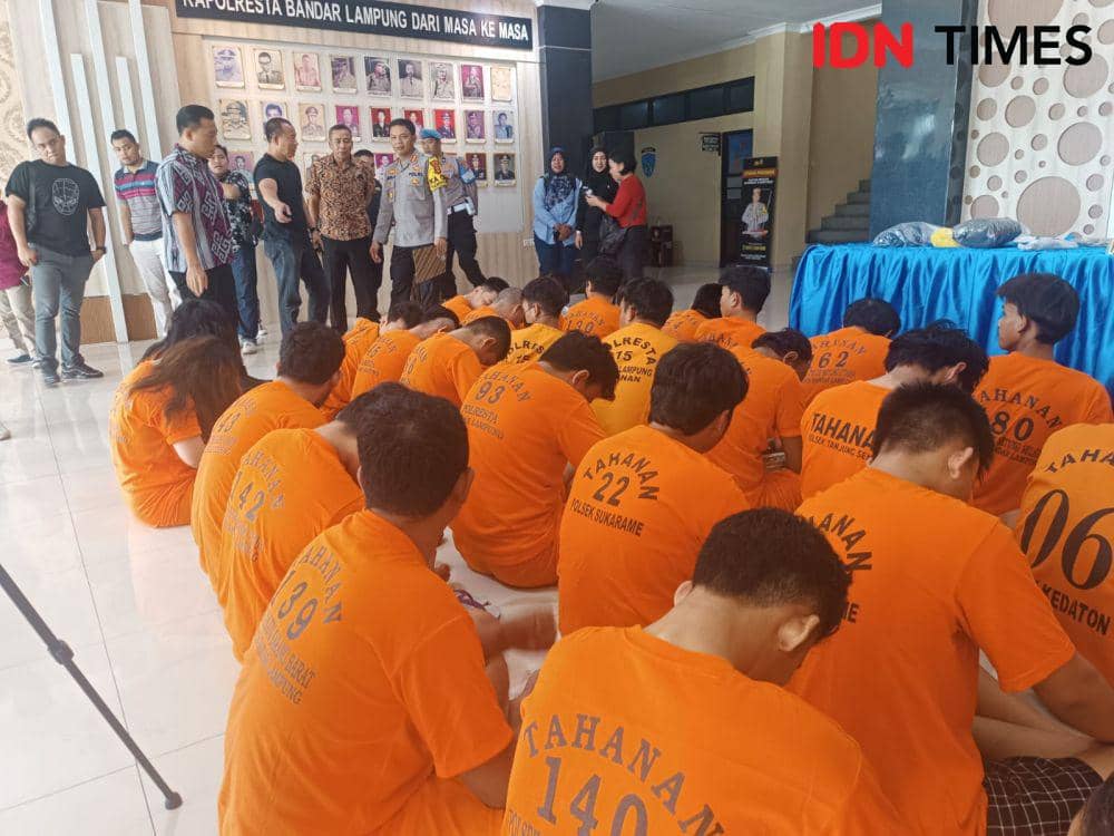 Konferensi pers Operasi Sikat Krakatau 2024 oleh Polresta Bandar Lampung dan jajaran, Jumat (17/5/2024). (IDN Times/Tama Yudha Wiguna).