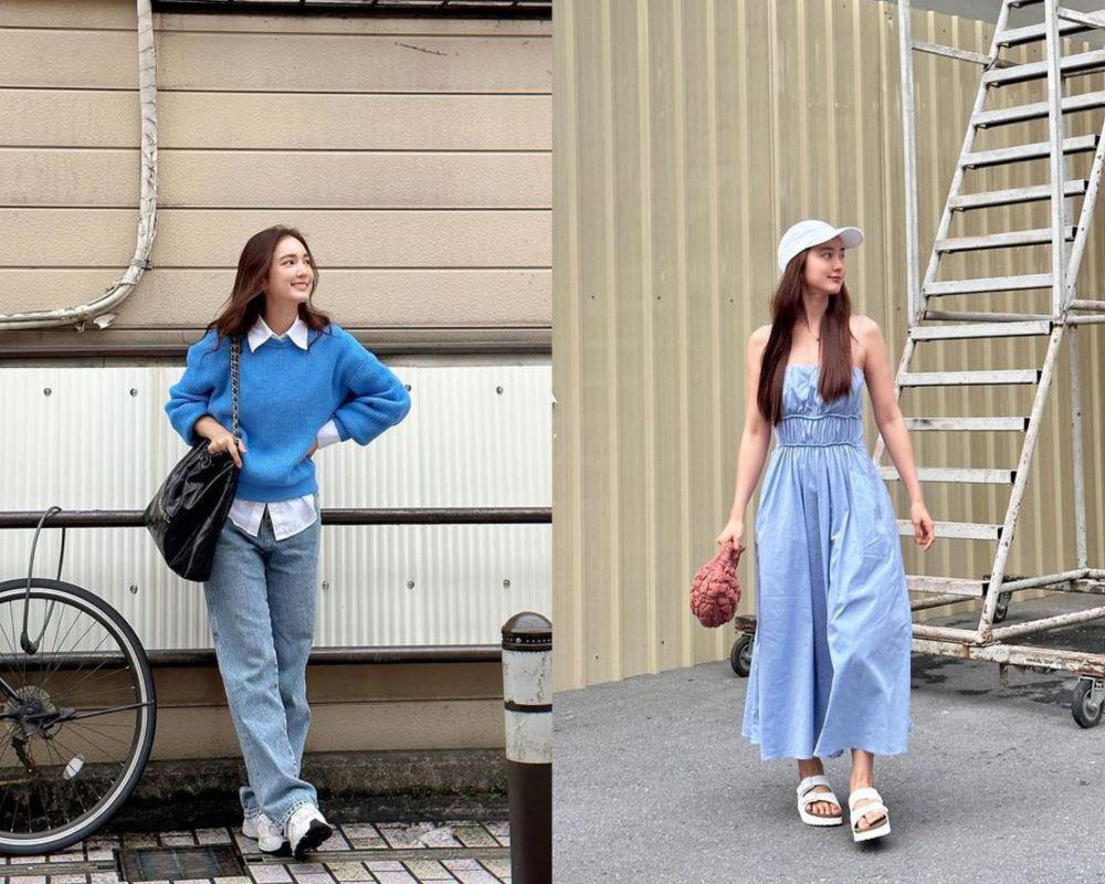 10 Ide OOTD Nuansa Biru ala Bua Nalinthip, Dijamin Gak Ngebosenin!