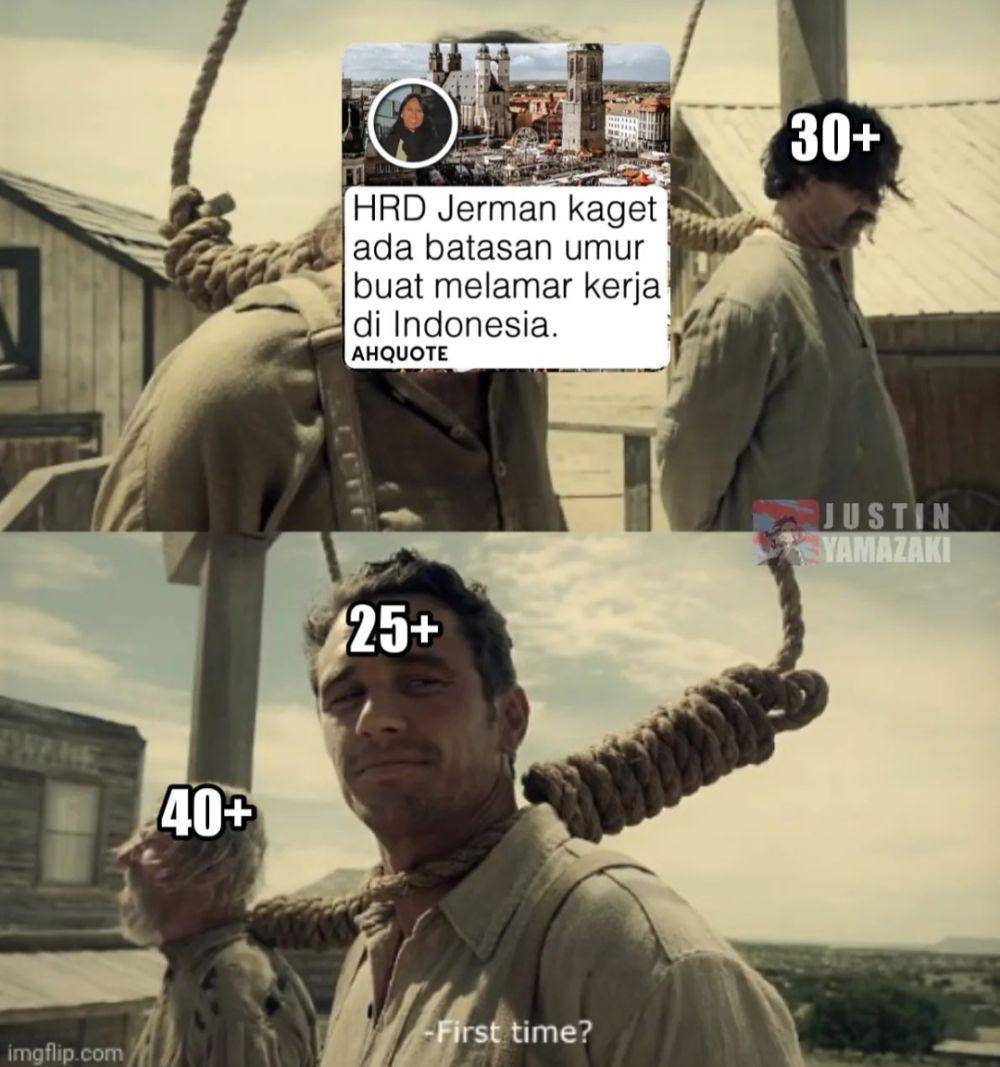 meme batas usia melamar kerja (instagram.com/justinyamazaki)