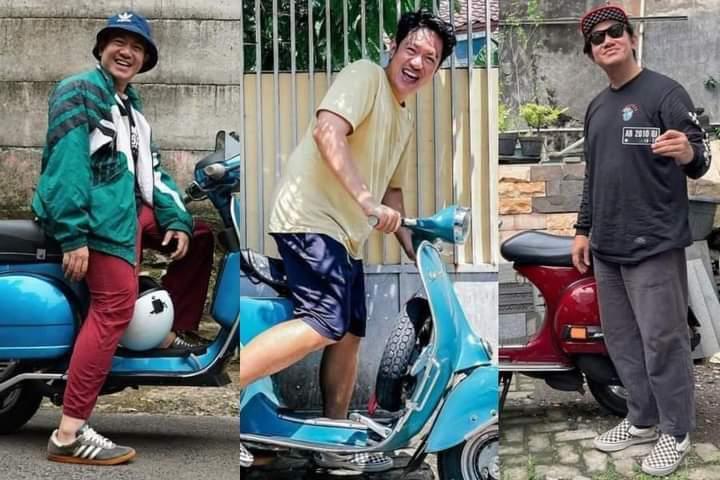 12 OOTD Melki Bajaj dengan Vespa Kesayangan, Skena Banget!