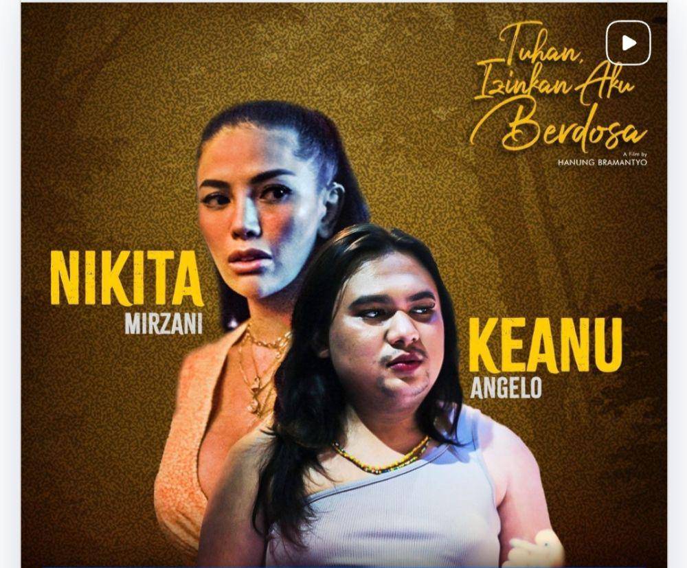 potret Nikita Mirzani dan Keanu Agl yang juga sebagai pemain film Tuhan, Izinkan Aku Berdosa karya Hanung Bramantyo. (instagram.com/mvppictures_id)