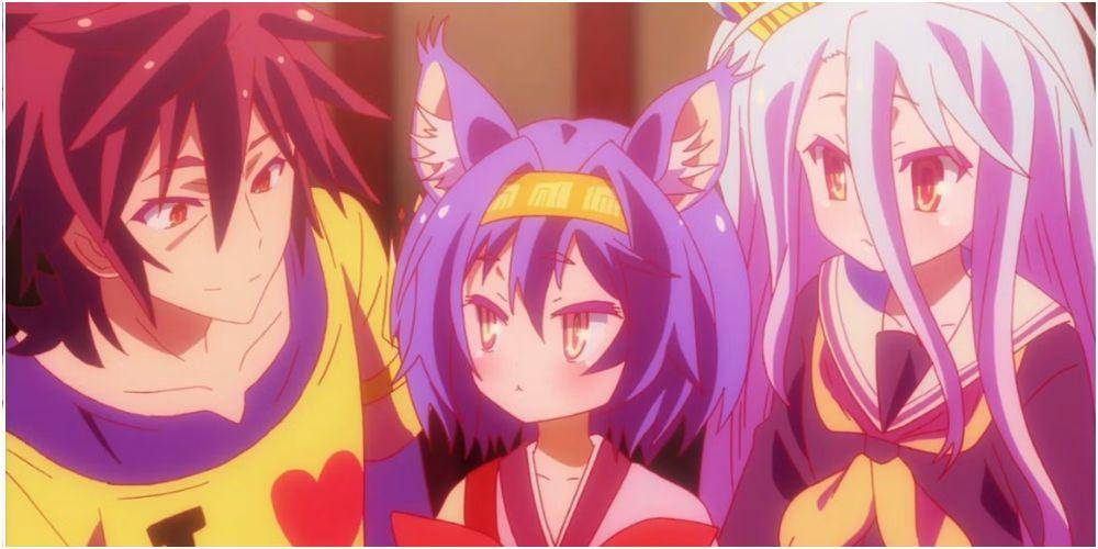 Sora, Izuna Hatsuse dan Shiro karakter No Game No Life (dok. Madhouse/No Game No Life)