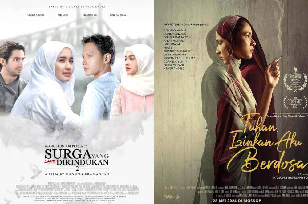 Film Hanung Bramantyo hasil adaptasi novel (dok. MD Pictures Surga yang Tak Dirindukan 2 | dok. MVP Pictures Tuhan Ijinkan Aku Berdosa)