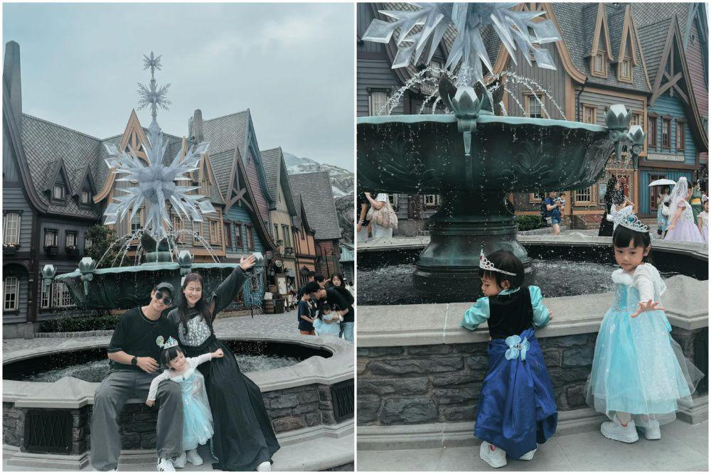 10 Potret Putri Felicya Angelista Cosplay Elsa dan Anna di Disneyland
