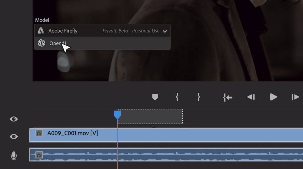 tampilan pilihan model AI di Premiere Pro. (blog.adobe.com)
