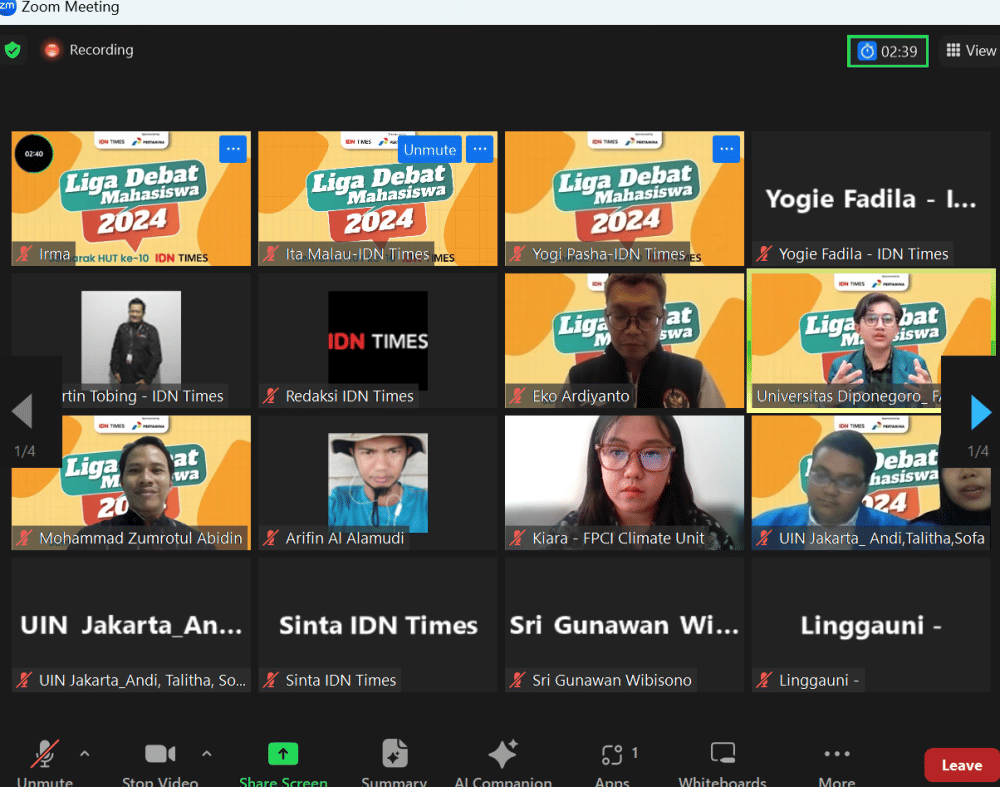 Liga Debat Mahasiswa, UIN Syarif Hidayatullah Melaju ke Perempat Final