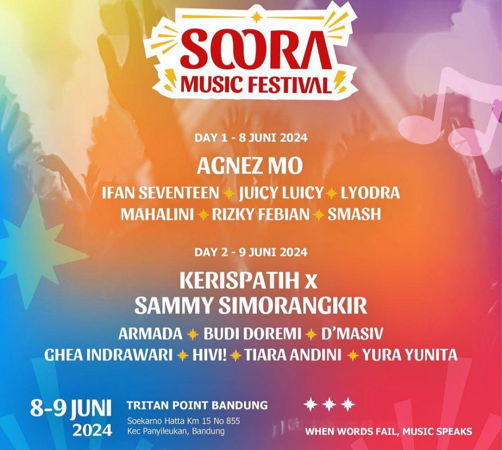 Soora Music Festival, Agnez Mo hingga Hivi Bakal Konser di Bandung