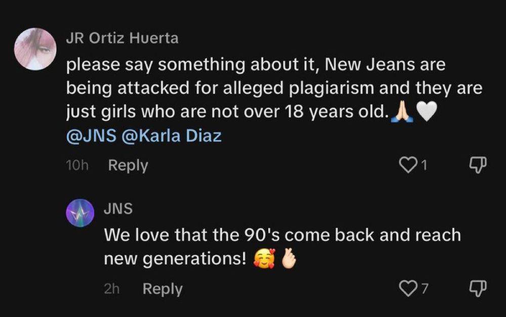 tanggapan Jeans perihal isu plagiasi yang dilakukan oleh NewJeans (tiktok.com/@jrortizhuerta)